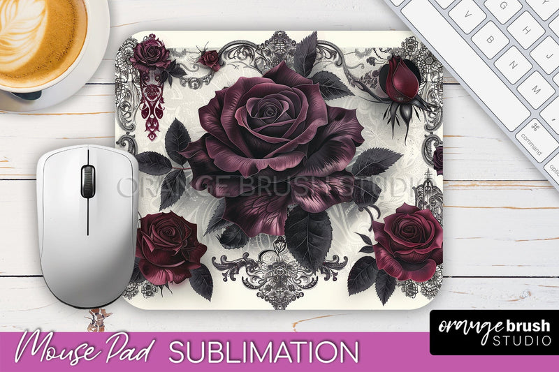 Gothic Mouse Pad PNG - Dark Academia Mousepad Sublimation Sublimation OrangeBrushStudio 