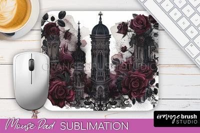 Gothic Mouse Pad PNG - Dark Academia Mousepad Sublimation Sublimation OrangeBrushStudio 