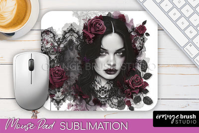 Gothic Mouse Pad PNG - Dark Academia Mousepad Sublimation Sublimation OrangeBrushStudio 