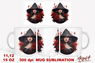Gothic mug sublimation wrap / fashion girl, witchy woman Sublimation Angelina Semenova 