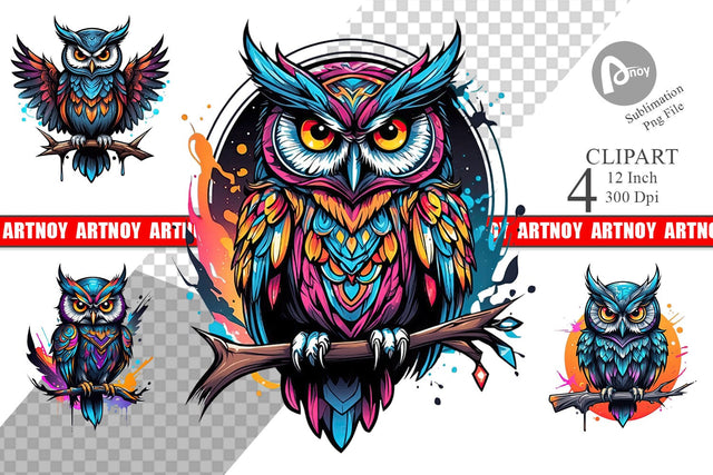Gothic Owl Clipart Sublimation artnoy 