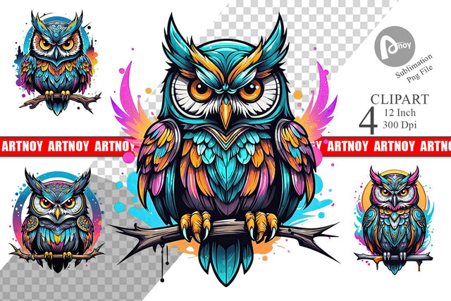 Gothic Owl Clipart Sublimation artnoy 