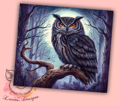 Gothic Owl in Forest 20oz Tumbler Png, Straight & Tapered Tumbler Png, Owl Tumbler Png, Digital Download PNG Sublimation Lara' s Designs 