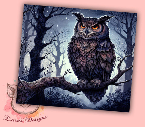 Gothic Owl in Forest 20oz Tumbler Png, Straight & Tapered Tumbler Png, Owl Tumbler Png, Digital Download PNG Sublimation Lara' s Designs 