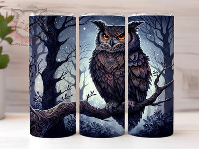 Gothic Owl in Forest 20oz Tumbler Png, Straight & Tapered Tumbler Png, Owl Tumbler Png, Digital Download PNG Sublimation Lara' s Designs 
