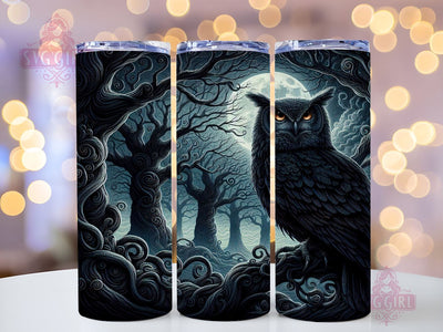 Gothic Owl in Forest 20oz Tumbler Wrap Sublimation Design, Straight Tapered Tumbler Wrap, Owl Tumbler Png, Instant Digital Download Sublimation SvggirlplusArt 