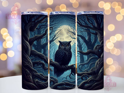 Gothic Owl in Forest 20oz Tumbler Wrap Sublimation Design, Straight Tapered Tumbler Wrap, Owl Tumbler Png, Instant Digital Download Sublimation SvggirlplusArt 