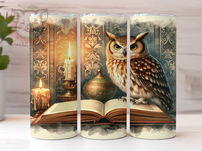 Gothic Owl in Library 20oz Tumbler Png, Straight & Tapered Tumbler Png, Owl Tumbler Png, Digital Download PNG Sublimation Lara' s Designs 