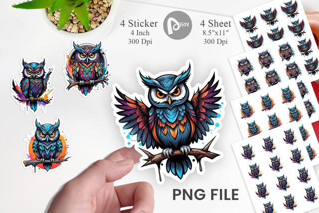 Gothic Owl Sticker Sublimation artnoy 