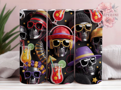 Gothic Party Skull Tumbler, Party Theme, Dark Romance, Edgy Style, Detailed Skull Pattern, Alternative Valentine, 20Oz Tumbler, Sublimation Wrap Sublimation Li Zamperini 