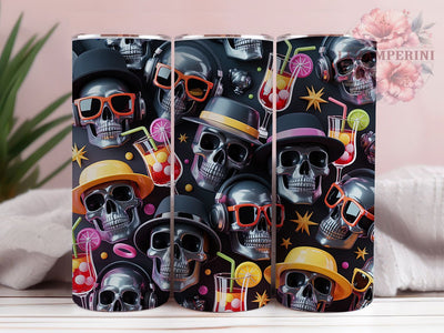 Gothic Party Skull Tumbler, Party Theme, Dark Romance, Edgy Style, Detailed Skull Pattern, Alternative Valentine, 20Oz Tumbler, Sublimation Wrap Sublimation Li Zamperini 