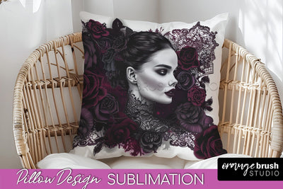 Gothic Pillow Sublimation - Dark Academia Pillow Cover PNG Sublimation OrangeBrushStudio 