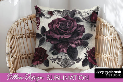 Gothic Pillow Sublimation - Dark Academia Pillow Cover PNG Sublimation OrangeBrushStudio 