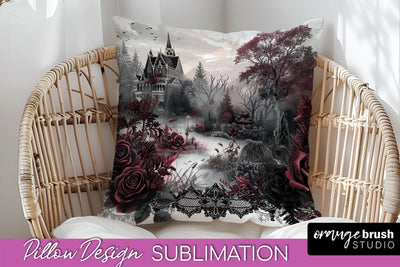 Gothic Pillow Sublimation - Dark Academia Pillow Cover PNG Sublimation OrangeBrushStudio 