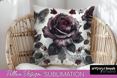 Gothic Pillow Sublimation - Dark Academia Pillow Cover PNG Sublimation OrangeBrushStudio 