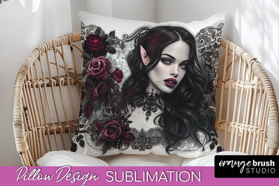 Gothic Pillow Sublimation - Dark Academia Pillow Cover PNG Sublimation OrangeBrushStudio 