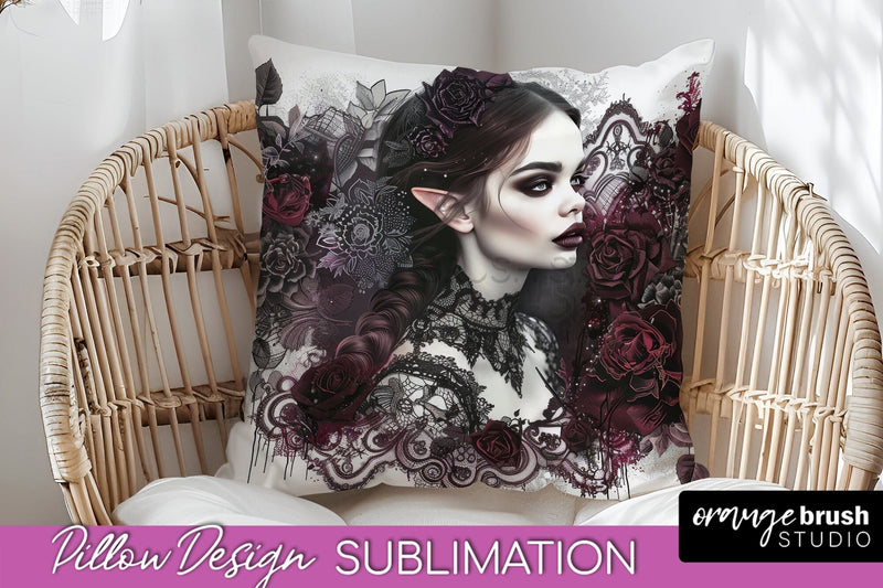 Gothic Pillow Sublimation - Dark Academia Pillow Cover PNG Sublimation OrangeBrushStudio 