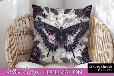 Gothic Pillow Sublimation - Dark Academia Pillow Cover PNG Sublimation OrangeBrushStudio 