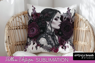 Gothic Pillow Sublimation - Dark Academia Pillow Cover PNG Sublimation OrangeBrushStudio 
