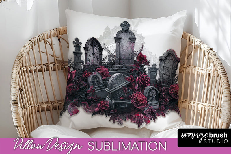 Gothic Pillow Sublimation - Dark Academia Pillow Cover PNG Sublimation OrangeBrushStudio 