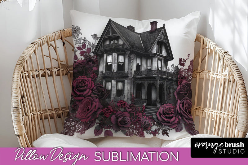Gothic Pillow Sublimation - Dark Academia Pillow Cover PNG Sublimation OrangeBrushStudio 