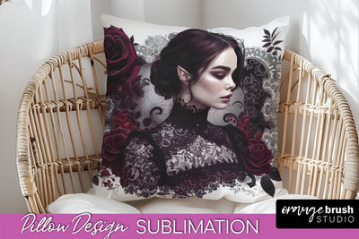 Gothic Pillow Sublimation - Dark Academia Pillow Cover PNG Sublimation OrangeBrushStudio 