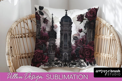 Gothic Pillow Sublimation - Dark Academia Pillow Cover PNG Sublimation OrangeBrushStudio 