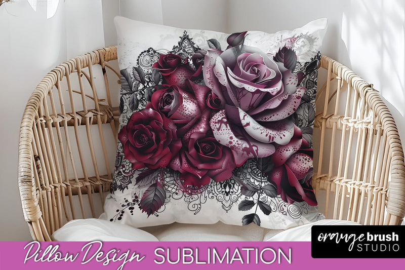 Gothic Pillow Sublimation - Dark Academia Pillow Cover PNG Sublimation OrangeBrushStudio 