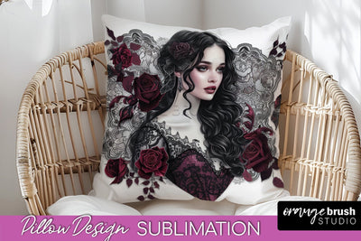 Gothic Pillow Sublimation - Dark Academia Pillow Cover PNG Sublimation OrangeBrushStudio 