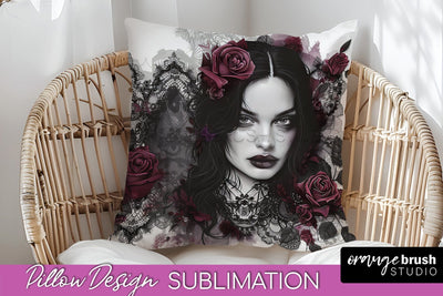 Gothic Pillow Sublimation - Dark Academia Pillow Cover PNG Sublimation OrangeBrushStudio 