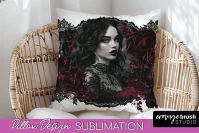 Gothic Pillow Sublimation - Dark Academia Pillow Cover PNG Sublimation OrangeBrushStudio 