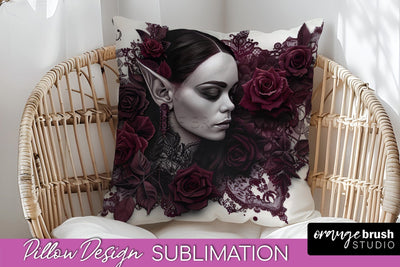 Gothic Pillow Sublimation - Dark Academia Pillow Cover PNG Sublimation OrangeBrushStudio 