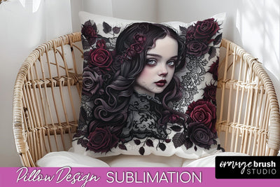Gothic Pillow Sublimation - Dark Academia Pillow Cover PNG Sublimation OrangeBrushStudio 