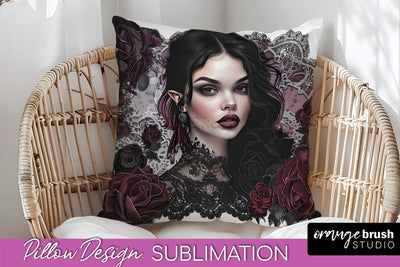 Gothic Pillow Sublimation - Dark Academia Pillow Cover PNG Sublimation OrangeBrushStudio 