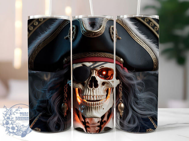 Gothic Pirate Skull Halloween Tumbler, Scary Halloween Wrap, Gothic Pirate Sublimation, Haunted Nautical Cup, Skeleton Pirate Drinkware, Spooky Pirate Tumbler Design, Horror Skull Cup Sublimation ToriDesigns 