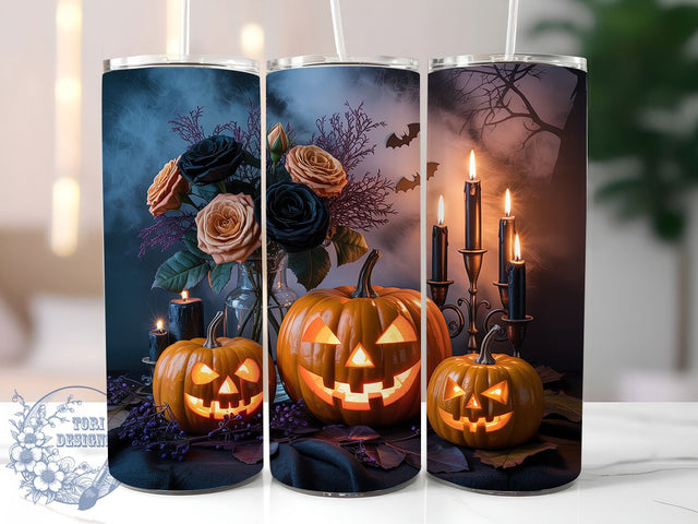 Gothic Pumpkin Halloween Tumbler, Fall Pumpkin Wrap, 20oz Sublimation Design, Dark Aesthetic Drinkware, Spooky Autumn Tumbler, Gothic Pumpkin Art, Halloween Gothic Wrap Sublimation ToriDesigns 