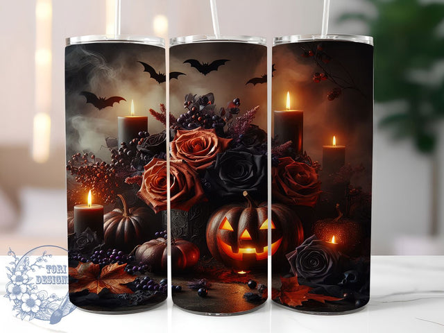Gothic Pumpkin Halloween Tumbler, Fall Pumpkin Wrap, 20oz Sublimation Design, Dark Aesthetic Drinkware, Spooky Autumn Tumbler, Gothic Pumpkin Art, Halloween Gothic Wrap Sublimation ToriDesigns 