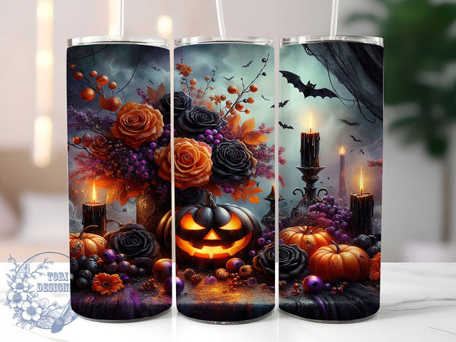 Gothic Pumpkin Halloween Tumbler, Fall Pumpkin Wrap, 20oz Sublimation Design, Dark Aesthetic Drinkware, Spooky Autumn Tumbler, Gothic Pumpkin Art, Halloween Gothic Wrap SVG ToriDesigns 