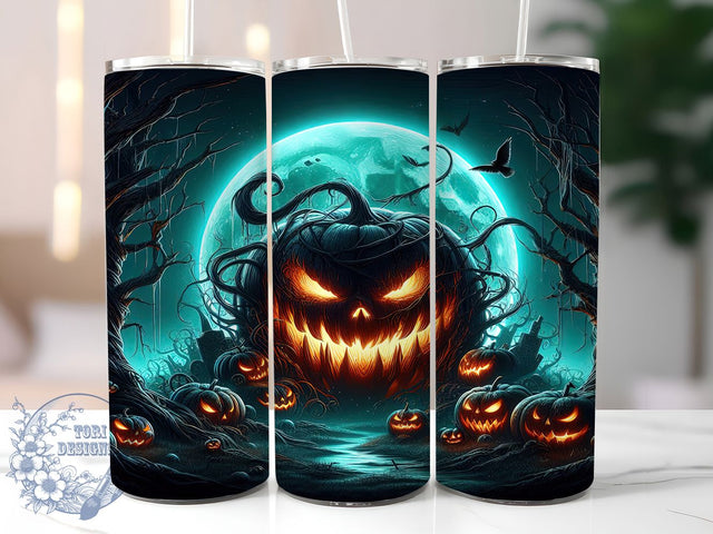 Gothic Pumpkin Halloween Tumbler Wrap, Halloween Sublimation Wrap, 20Oz Dark Fall Cup, Spooky Pumpkin Design, Haunted Autumn Drinkware, Black Pumpkin Tumbler, Elegant Halloween Wrap Sublimation ToriDesigns 