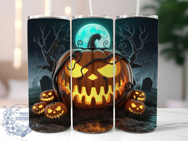 Gothic Pumpkin Halloween Tumbler Wrap, Halloween Sublimation Wrap, 20Oz Dark Fall Cup, Spooky Pumpkin Design, Haunted Autumn Drinkware, Black Pumpkin Tumbler, Elegant Halloween Wrap Sublimation ToriDesigns 