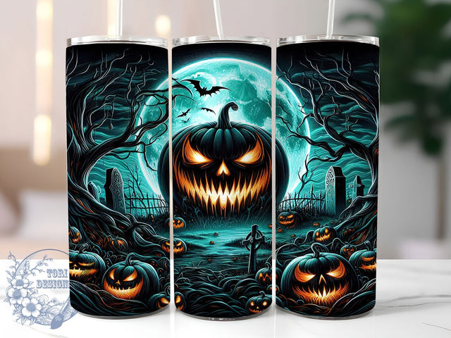 Gothic Pumpkin Halloween Tumbler Wrap, Halloween Sublimation Wrap, 20Oz Dark Fall Cup, Spooky Pumpkin Design, Haunted Autumn Drinkware, Black Pumpkin Tumbler, Elegant Halloween Wrap Sublimation ToriDesigns 