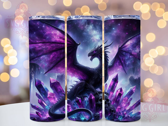 Gothic Purple Dragon Skull Tumbler, Gothic Dragon, Skull Wrap, 20Oz Tumbler, Sublimation Design, Dark Fantasy, Mythical Creature Sublimation SvggirlplusArt 