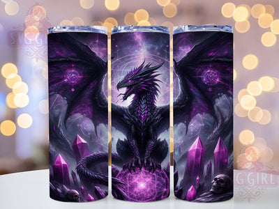 Gothic Purple Dragon Skull Tumbler, Gothic Dragon, Skull Wrap, 20Oz Tumbler, Sublimation Design, Dark Fantasy, Mythical Creature Sublimation SvggirlplusArt 