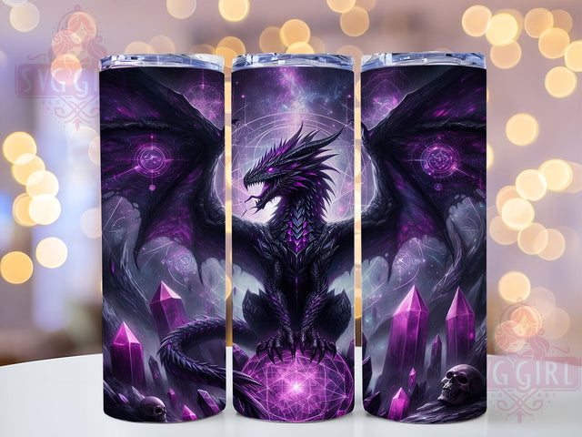 Gothic Purple Dragon Skull Tumbler, Gothic Dragon, Skull Wrap, 20Oz Tumbler, Sublimation Design, Dark Fantasy, Mythical Creature Sublimation SvggirlplusArt 
