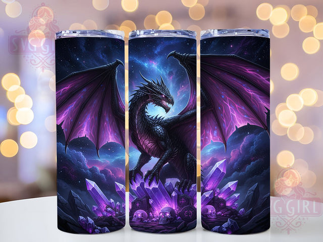 Gothic Purple Dragon Skull Tumbler, Gothic Dragon, Skull Wrap, 20Oz Tumbler, Sublimation Design, Dark Fantasy, Mythical Creature Sublimation SvggirlplusArt 