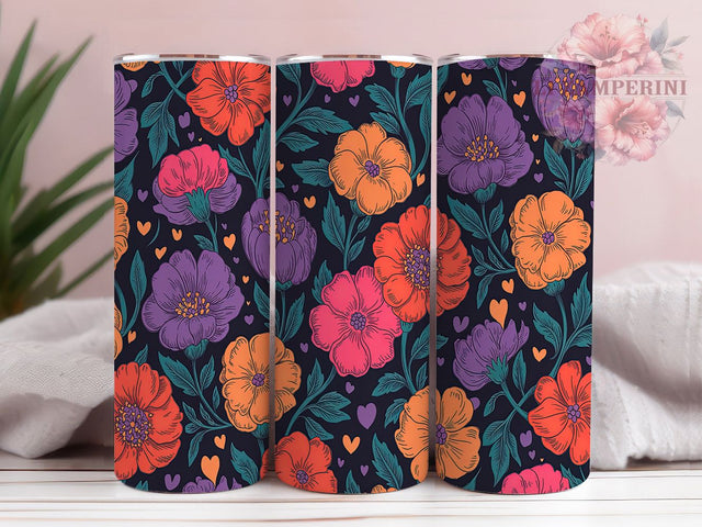 Gothic Purple Orange Floral Tumbler, Purple Orange Wrap, Halloween Floral Cup, 20oz Sublimation Design, Gothic Halloween Tumbler, Spooky Floral Gift, Dark Flower Tumbler Sublimation Li Zamperini 