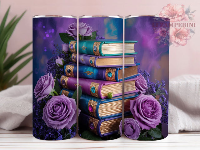 Gothic Purple Romance Tumbler, Purple Valentine Wrap, Bookish Love Cup, 20oz Sublimation Wrap, Stylish Gothic Valentine Tumbler, Artistic Purple Romance Cup, Literary Love Theme Wrap Sublimation Li Zamperini 