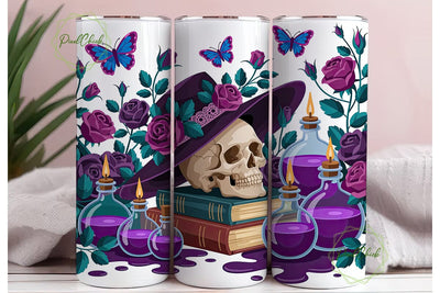 Gothic Purple Rose Skull 20oz Tumbler Sublimation PixelChick 