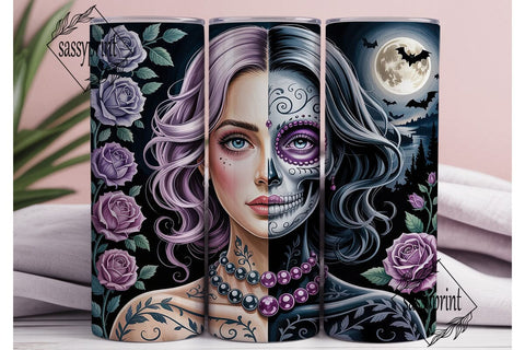 Gothic Purple Skull Woman 20oz Tumbler Sublimation sassyprint 