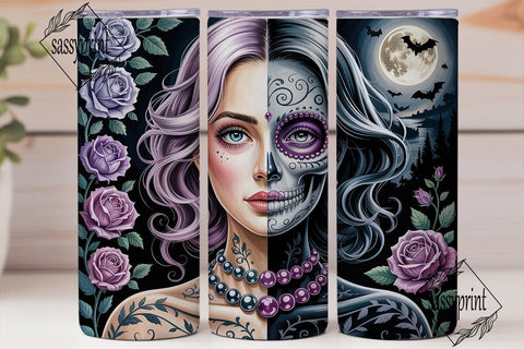 Gothic Purple Skull Woman 20oz Tumbler Sublimation sassyprint 